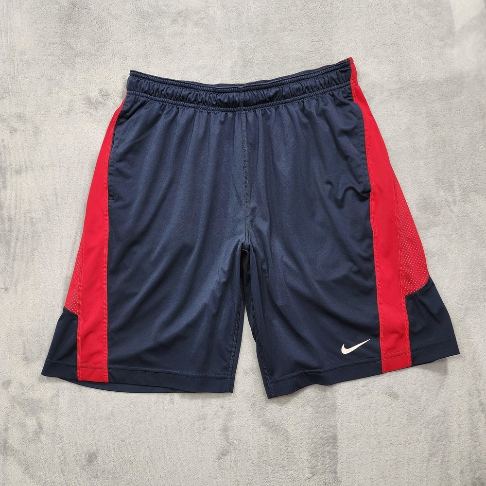 Nike Shorts Mens L Blue Dri-FIT Mesh Colorblock Basketball Athletic Gym Training